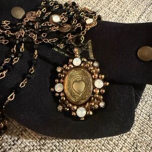 Rose gold, black and opal VSA rosary necklace